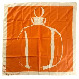 DUNE Fragrance Christian Dior Promotional Square Beige Orange Bottle Print Scarf